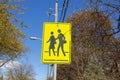 School children crossing ahead traffic sign Royalty Free Stock Photo