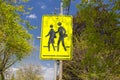 School children crossing ahead traffic sign Royalty Free Stock Photo