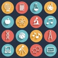 School children flat style icons set Royalty Free Stock Photo