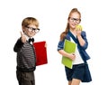 School Children, Group of Boy and Girl Kids in Glasses