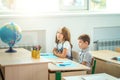 School children participating actively in class. Education, learning, high school Royalty Free Stock Photo