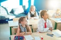 School children participating actively in class. Education, learning, high school Royalty Free Stock Photo