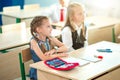 School children participating actively in class. Education, learning, high school Royalty Free Stock Photo