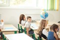 School children participating actively in class. Education, learning, high school Royalty Free Stock Photo