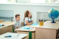 School children participating actively in class. Education, learning, high school Royalty Free Stock Photo