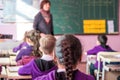 School children are participating actively in class. Education. Royalty Free Stock Photo