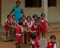 Small school school children playing while teaching at rural area in sri lanka