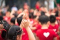 School children raising hands up on celebration day