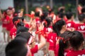 School children raising hands