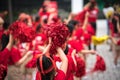 School children raising hands up on celebration day