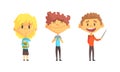 School Children Set, Teenage Boys Dressed Casual Clothes Cartoon Vector Illustration