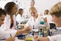 School children and their teacher in science class Royalty Free Stock Photo