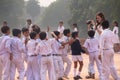 School children visiting Humayun's Tomb complex in Delhi, India