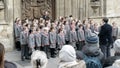 School choir singing Christmas carols in front of Bath Abbey C Royalty Free Stock Photo