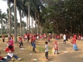 School class in public park in Jakarta, Indonesia