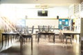 School classroom in blur background without young student; Blurry view Royalty Free Stock Photo