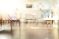 School classroom in blur background without young student; Blurry view Royalty Free Stock Photo