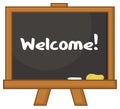 School Classroom Chalkboard Cartoon Design With Text Welcome