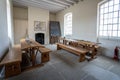 School classroom and desks inside Victorian Workhouse in Southwell, Nottinghamshire, UK