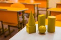 School classroom and equipment of elementary school on the table Royalty Free Stock Photo