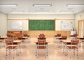 School classroom interior. 3d