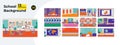 School classroom and learning backgrounds cartoon flat illustrations mega bundle Royalty Free Stock Photo