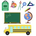 School clipart elements set in flat style Royalty Free Stock Photo