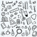 School clipart. Hand drawn Vector doodle school icons and symbols. Back to school education objects Royalty Free Stock Photo