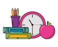 School clock apple books Royalty Free Stock Photo