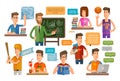 School, college flat icons set. vector illustration Royalty Free Stock Photo