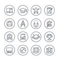 School and college line icons