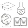 School college university science line art icon set poster. Royalty Free Stock Photo