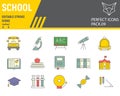School color line icon set, education symbols collection, vector sketches, logo illustrations, back to school icons Royalty Free Stock Photo