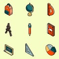 School color outline isometric icons