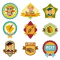 School Colored Badges Set