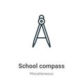 School compass outline vector icon. Thin line black school compass icon, flat vector simple element illustration from editable