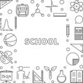 School concept outline frame. Vector linear illustration Royalty Free Stock Photo