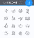 School concepts - modern line design style icons set