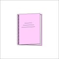 A school copybook outline color icon. Notebook on a pink spiral. A study notebook. Concept of education, Back to school. Vector