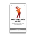 school creative craft kid boy vector