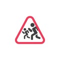 School crossing road sign flat icon Royalty Free Stock Photo