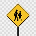 symbol school crossing sign on transparent background