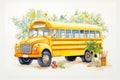School Days: Colorful Watercolor Illustration.