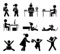 School days. Pictogram icon set. School children.