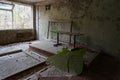 School in dead abandoned ghost town Pripyat in Chernobyl nuclear power plant alienation zone, Ukraine Royalty Free Stock Photo