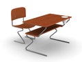 School desk and chair. Isolated 3D