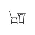 School desk and a chair line icon Royalty Free Stock Photo