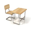 School desk and chair on white