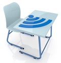 School desk with wireless symbol