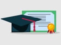 School diploma and graduation cap for education learning concept vector illustration Royalty Free Stock Photo